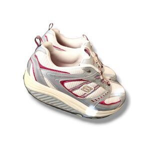 Vintage Y2K Skechers Chunky‎ Shape Ups Pink Grey Leather Sneakers Women's sz 8.5